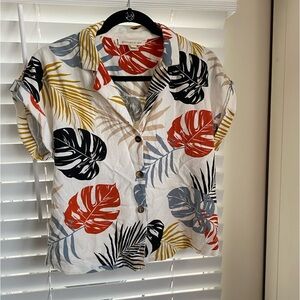 Tropical Leaf Button Down Shirt